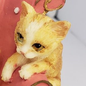 Cats Sitting In Pink Chair Figurines